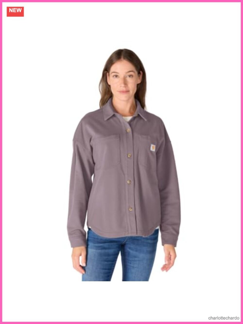 Women's Cotton Knit Overshirt Button Front Long Sleeve Work Utility Top - Picture 1 of 5
